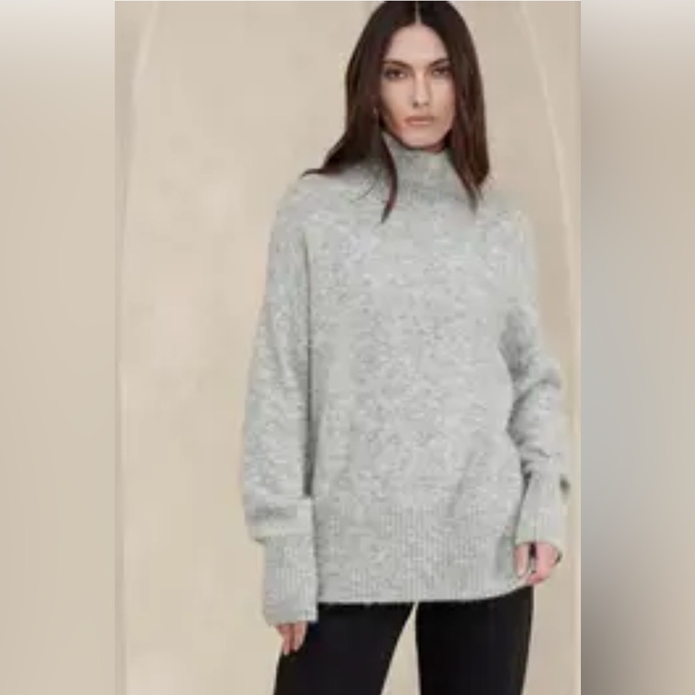 NWT Banana Republic Atiena Alpaca-Blend Heathered Gray Sweater Sz XS (#756885)